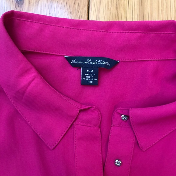 American Eagle pink peplum button up - Picture 3 of 4